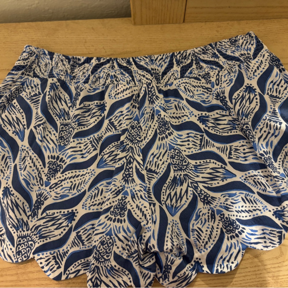 Blue and White Patterned Shorts